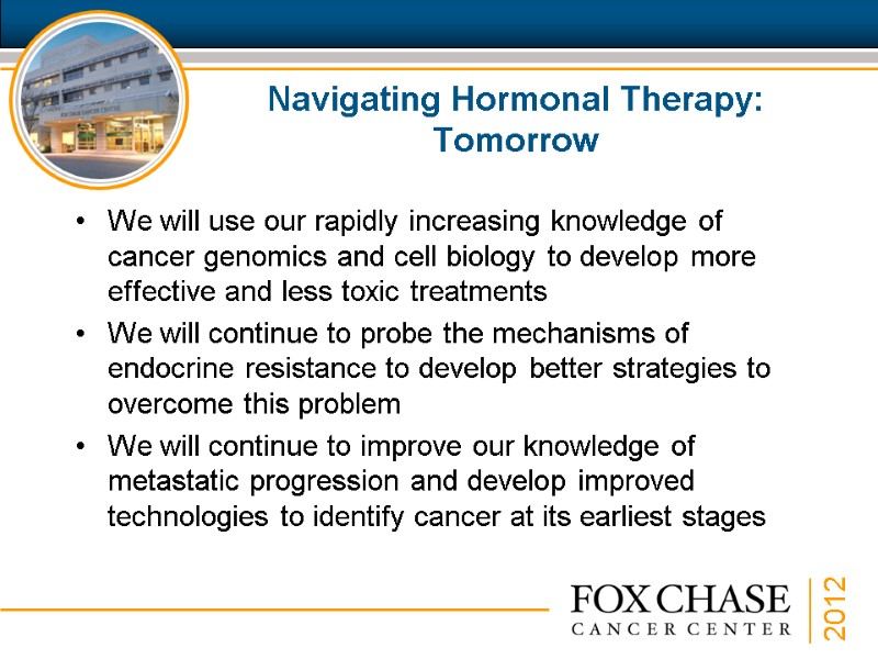 Navigating Hormonal Therapy: Tomorrow We will use our rapidly increasing knowledge of cancer genomics